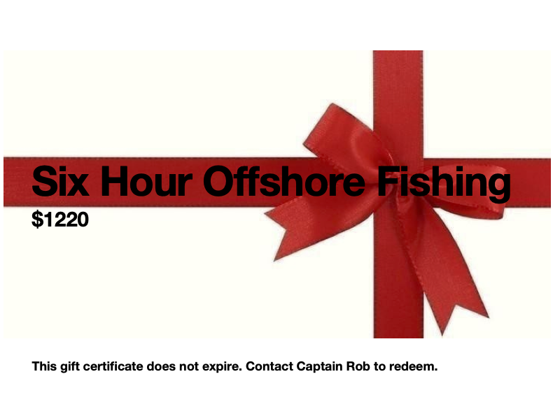 Gift Certificate -- Six Hour Offshore Fishing Trip